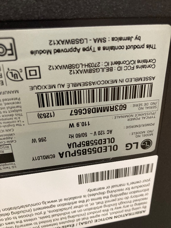Photo 1 of **NO REFUNDS, NO RETURNS **LG 55-Inch Class OLED AI 4K B5 Series Smart TV w/Dolby Atmos, Dolby Vision, HDR10, AI Super Upscaling 4K, Filmmaker Mode, Wow Orchestra, Alexa Built-in (OLED55B5PUA.AUSZ, 2025)