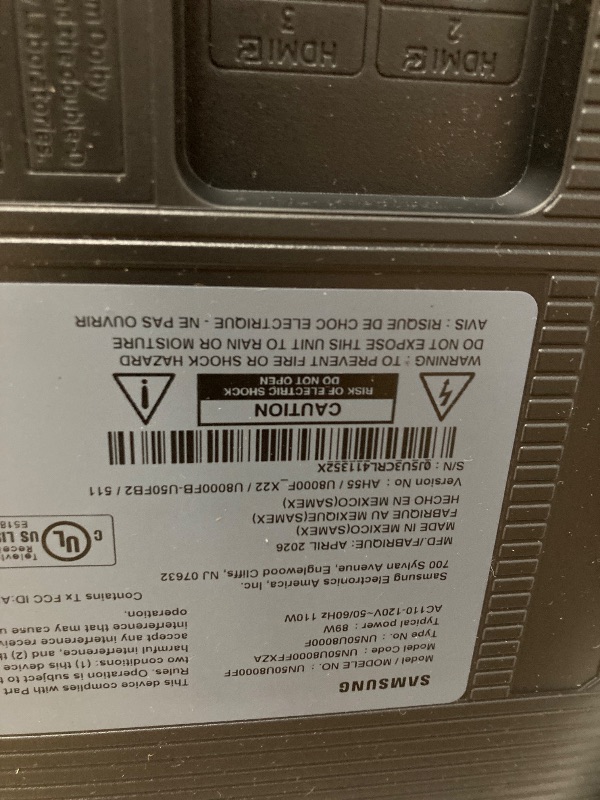 Photo 1 of ** NO REFUNDS, NO RETURNS ** Samsung 50-Inch Class Crystal UHD U8000F 4K Smart TV (2025 Model) Endless Free Content, Crystal Processor 4K, MetalStream Design, Knox Security, Alexa Built-in