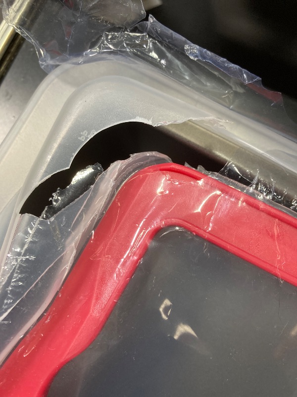 Photo 1 of **ITEM DAMAGED**
**NON RETURNABLE**
**NON REFUNDABLE**



Cookie Tray with Lid, Cookie Serving Tray for Party, Reusable Carbon Steel Serving Platter with Non-Stick Coating, with Lid and Foldable Handle, for Parties Food Display, Easy to Carry, Party Suppl