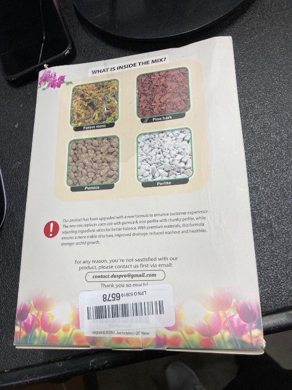 Photo 1 of [Upgraded] DUSPRO Orchid Potting Mix for Repotting with Forest Moss, Pine Bark, Perlite & Pumice, Orchid Bark Potting Mix, Orchid Repotting Soil, Drainage Indoor Potting, Orchid Pot Not Included,1 QRT