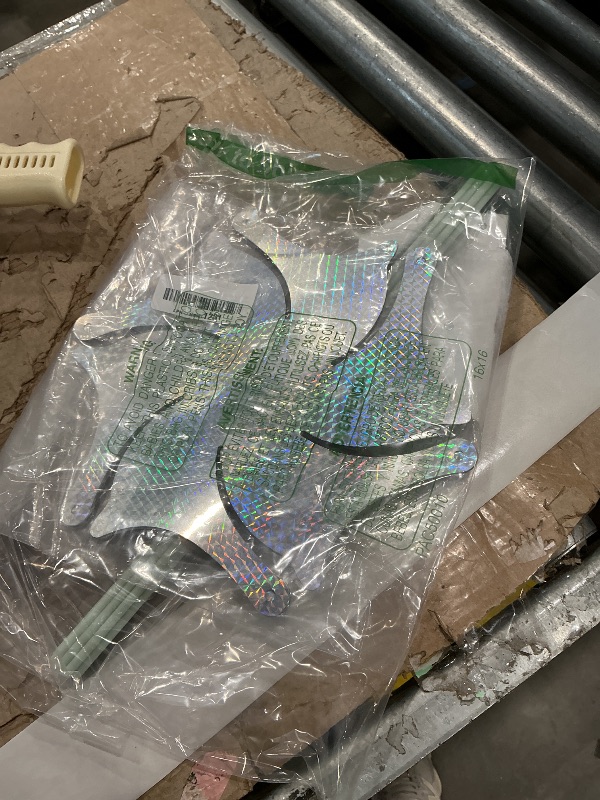 Photo 1 of 10 Pack Reflective Pinwheels for Garden Yard - Sparkly Silver Bird Deterrent Devices for Outside - Humane Woodpecker, Pigeon & Goose Repellent Wind Spinners - Decorative Mylar Pin Wheels with Stakes