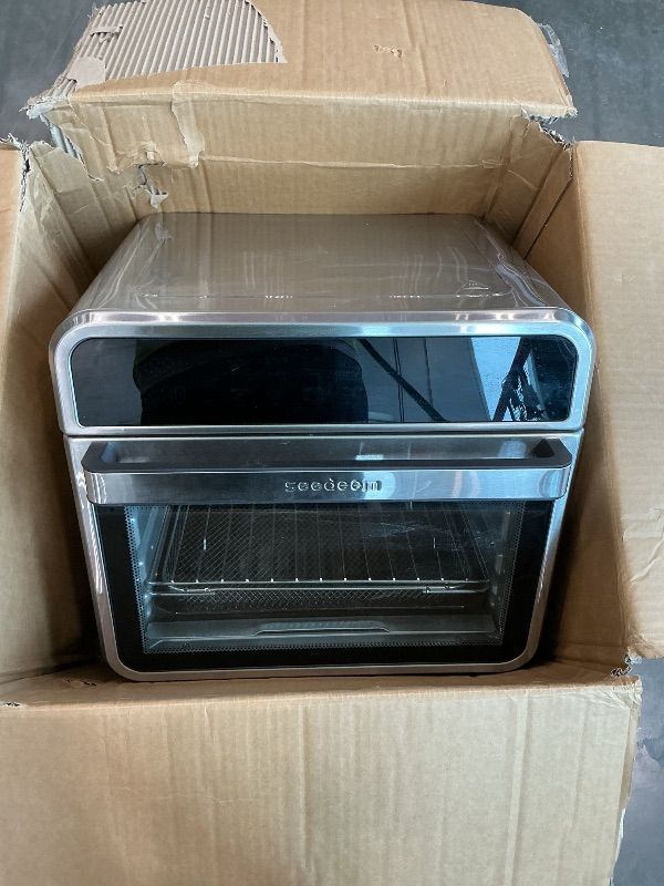 Photo 1 of *See clerk notes*Beelicious 32QT Extra Large Air Fryer, 19-In-1 Air Fryer Toaster Oven Combo with Rotisserie and Dehydrator, Digital Convection Oven Countertop Airfryer Fit 13" Pizza, 6 Accessories, Brownish Black