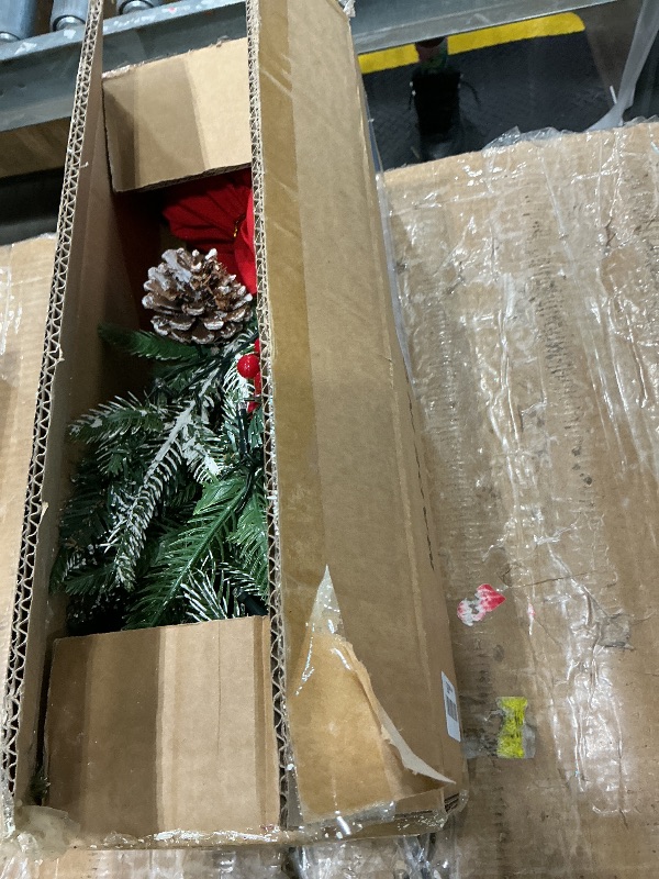 Photo 1 of [ 12 Modes & Timer] 24 Inch Realistic Tabletop Christmas Tree Small Christmas Tree with 50 Warm White&Colored Lights Battery Red Berries Pine Cone Burlap Base Indoor Home Table Christmas Decorations