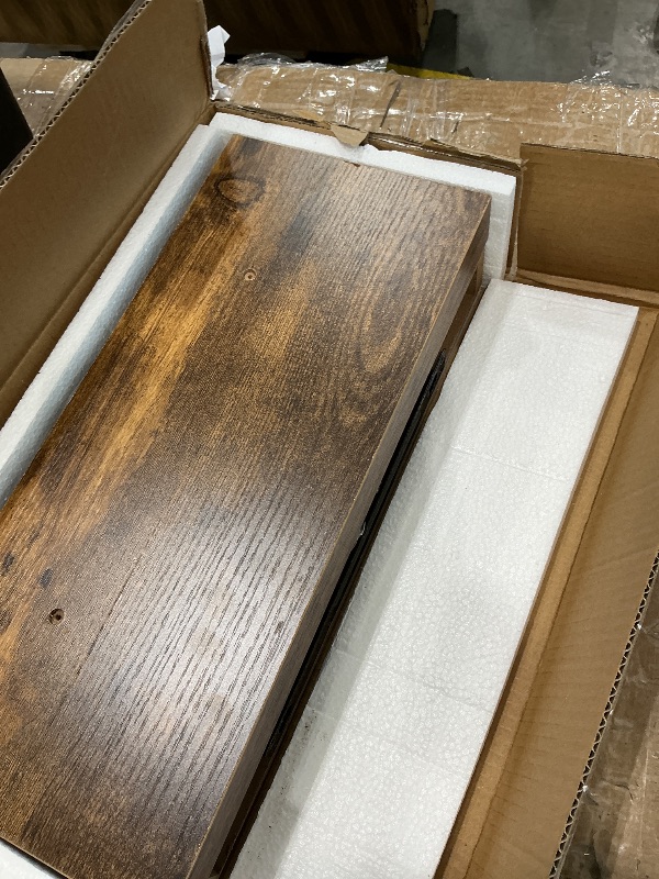 Photo 1 of *MISSING PARTS - see clerk notes*
QEEIG Bathroom Floating Shelves for Wall - 15.7" Wall Mounted Shelf Over Toilet Farmhouse Home Decor Display Bookshelf Small 15.7 x 6.7 inch Set of 2, Rustic Brown (008-40BN)