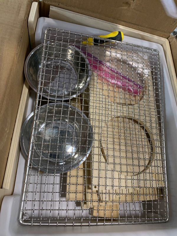 Photo 1 of ***Damaged***Essenhome Extra-Large 3 in 1 Rabbit Litter Box with Hay Feeder and Bowls Set, Wood, Mess Proof, for Guinea Pigs, Chinchillas, Hamsters, and Rabbits
