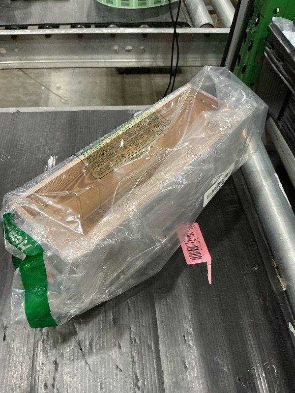 Photo 1 of 1 Pcs Wood Planter Box Rectangle Whitewashed Wooden Rectangular Planter with Inner Plastic Box - 11.5" L x 3.75" W x 3.75" H Floral Natural Centerpieces Rustic Wedding Decoration