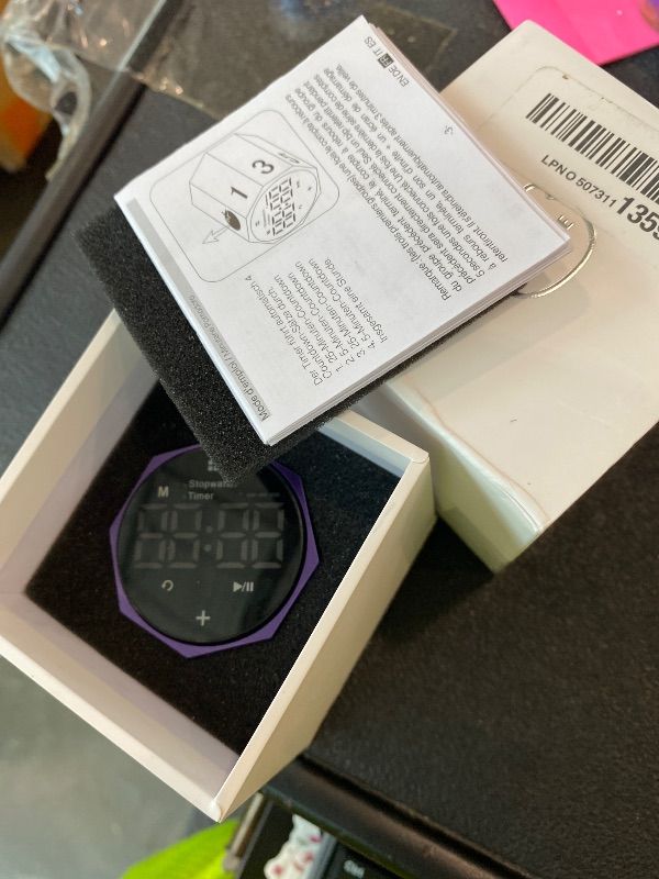 Photo 1 of **UNTESTED**
Digital Pomodoro Timer,Frosted Metal Productivity Cube Timer,1.8 in LED Digital Large Screen and Auto-Rotating Display,1/3/5/10/25/30/60min&Custom Time, Silent & Alarm,for Office, Study, Work(Purple)