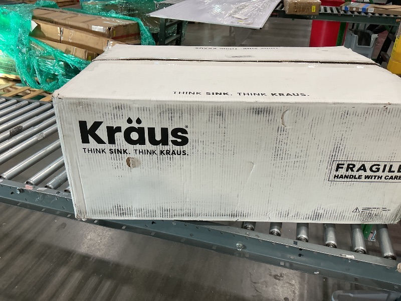 Photo 1 of [Major Damqage to Top, broken corners, will need repairs] KRAUS Quarza 33-inch Drop-In/Undermount 50/50 Double Bowl Granite Kitchen Sink in Black Onyx, KGD-433B