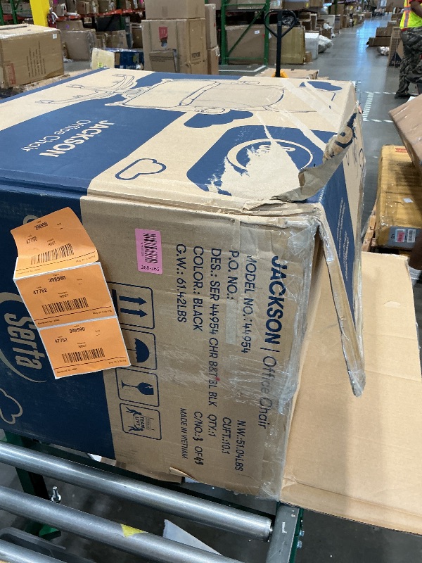 Photo 1 of *** AS IS ALL SALES  FINAL NO RETURNS ***Serta Jackson Big and Tall Executive Home Office Chair with Smart Layers Technology, Wide Seat Cushion, Modern Comfy DeskChairs with Rolling Swivel Wheels, Bonded Leather, Black