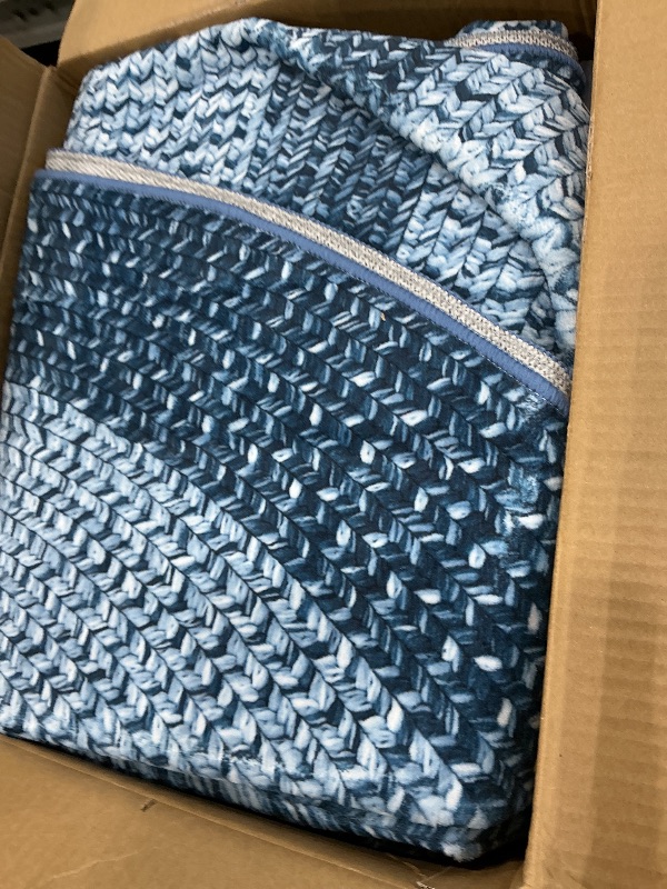 Photo 1 of **USED - MINOR DAMAGE**
5x8 Oval Living Room Area Rug Washable Modern Border Bedroom Bedside Area Rugs Non Slip Low Pile Dining Room Oval Throw Carpet Contemporary Rugs for Living Room Kitchen Nursery, Blue