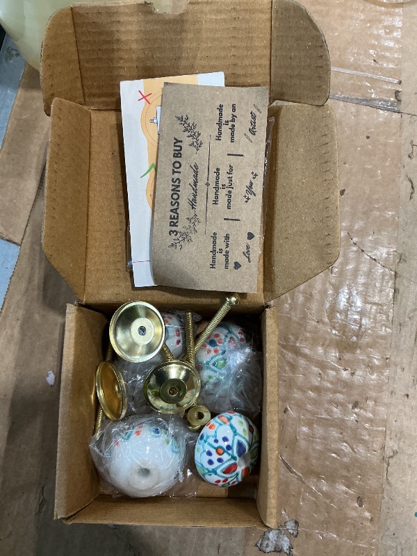 Photo 1 of (4-Pk) Rasiya Art Kitchen Cabinet Pull Knob Ceramic Multicolor DKB-004-P04