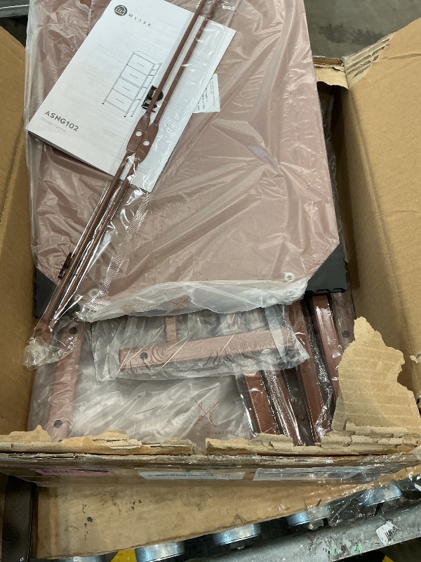 Photo 1 of ***MISSING PARTS** MISSING HARDWARE*** WLIVE 4 Drawers Dresser for Bedroom, Pink Rose Gold Fabric Clothes Storage Organizer Unit, Dresser for Hallway, Entryway, Closets, Sturdy Steel Frame, Wood Top