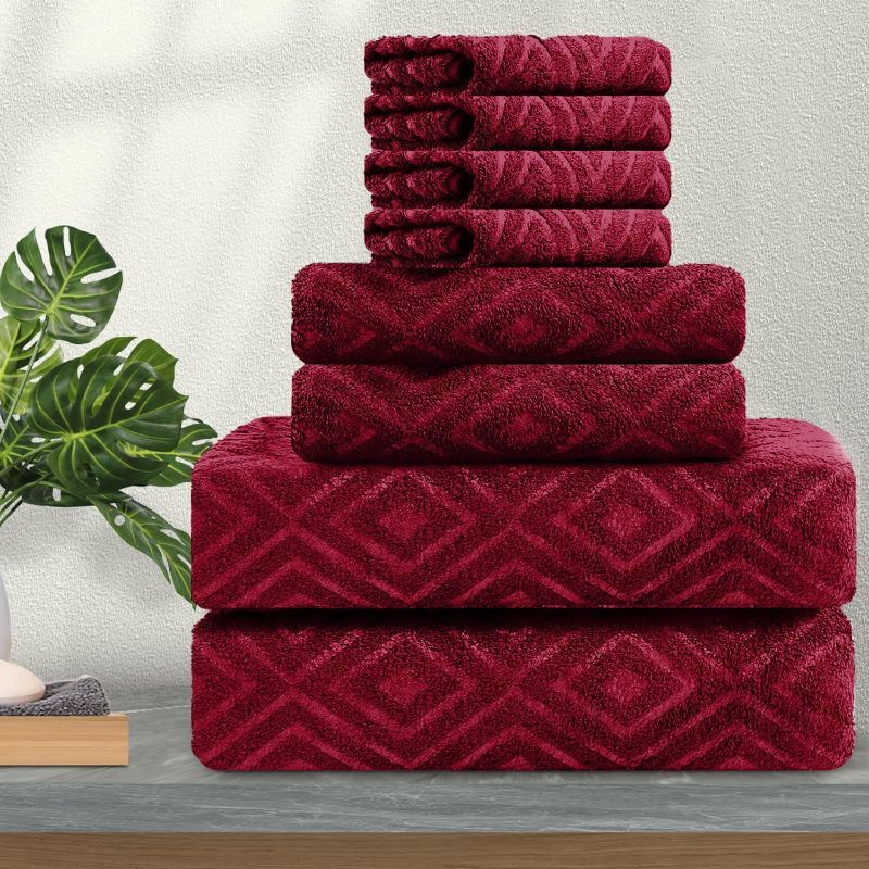 Photo 1 of **UNKNOWN IF MISSING PARTS**
Ferdilan 8 Pack Bath Towel Set,Microfiber Towel Set,2 Bath Sheet,2 Hand Towel,4 Washcloth,Ultra Soft & Quickly Dry Bathroom Towel,Plush Highly Absorbent Shower Towel for Hotel Spa-Burgundy