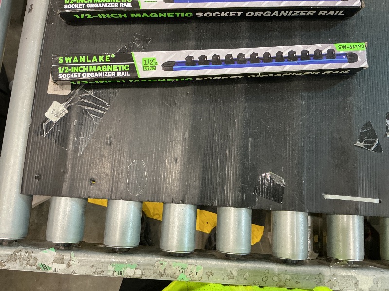 Photo 1 of 1/2-Inch Magnetic Socket Organizer Rail, Aluminum Alloy Socket Rail, Heavy Duty Sockets Holder with 12 Clips, 360° Swivel Clip Tool Tray, Sockets Organizer for Tool Box Drawer (Blue)