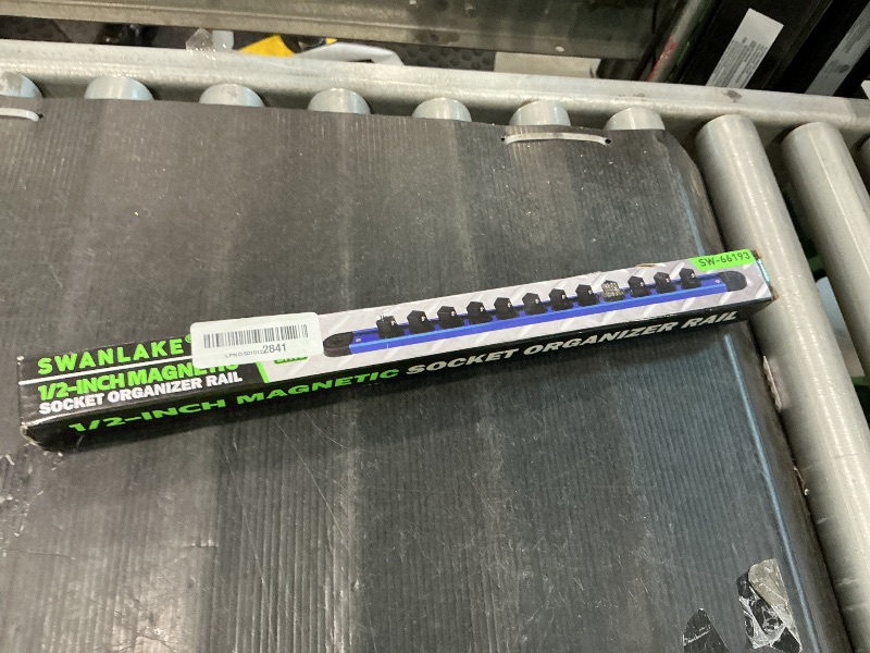 Photo 1 of 1/2-Inch Magnetic Socket Organizer Rail, Aluminum Alloy Socket Rail, Heavy Duty Sockets Holder with 12 Clips, 360° Swivel Clip Tool Tray, Sockets Organizer for Tool Box Drawer (Blue)