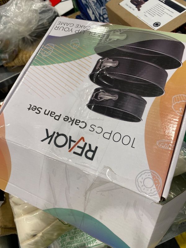Photo 1 of *MISSING PARTS*
RFAQK 100pcs Cake Pan Sets for Baking + Cake Decorating Supplies: 3 Non-Stick Springform Pans Set (4, 7, 9 inches), Icing Tips, Cake Leveler – Multi-functional Leak-Proof CheeseCake Pan & eBook