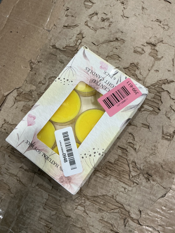 Photo 1 of **USED - MINOR DAMAGE**
Scented Tealight Candles, 6Pcs Lemon Natural Soy Tea Lights Candle - 8 Hours Long Burning, Smokeless and Clean Burn for Home Decor, Dinner, Weddings, Party