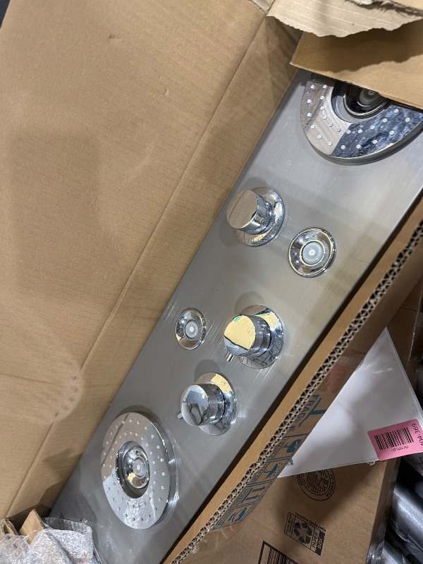 Photo 1 of ***MINOR DAMAGE***MISSING PARTS***AlenArt Shower Panel LED Shower Tower System with Rainfall Waterfall Shower Head, 4 Body Massage Jets,Hand Shower Sprayer and Tub Spout Stainless Steel, Brushed Nickel