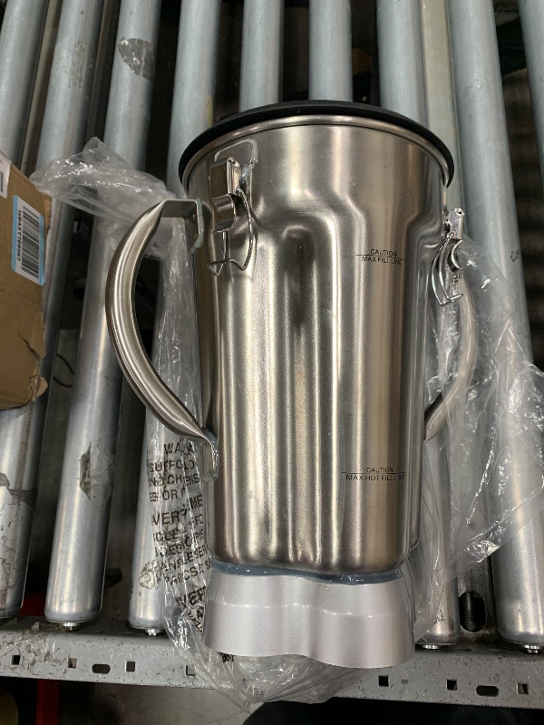 View 4 of 136oz Stainless Steel Replacement Container for Waring CB15 Series, 304 Food-Grade Blender Jar with Dual Stay-Cool Handles, Snap-Lock Leak-Proof Lid & Blade Assembly, Heavy-Duty OEM Alternative