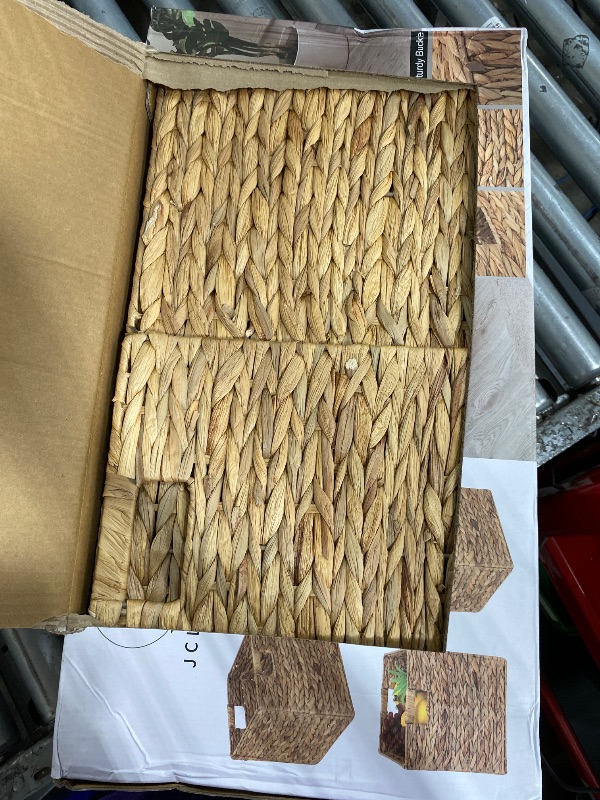Photo 1 of 12x12in Storage Baskets 4 Pcs Water Hyacinth Baskets,Foldable Handwoven Storage Cubes