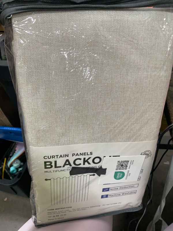 Photo 1 of 100% Blackout Linen Textured Curtains | Cream