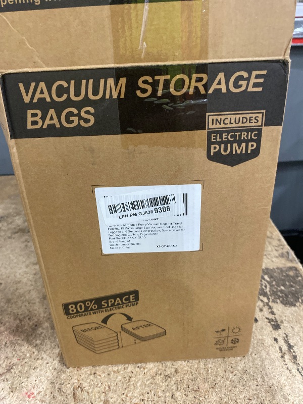 View 2 of ****ONLY BAGS, NO PUMP INCLUDED ******Rechargeable Pump Vacuum Bags for Travel Packing,15 Packs Large Size Vacuum Seal Bags for Luggage and Suitcase Compression, Space Saver for Bedding and Clothing Organization