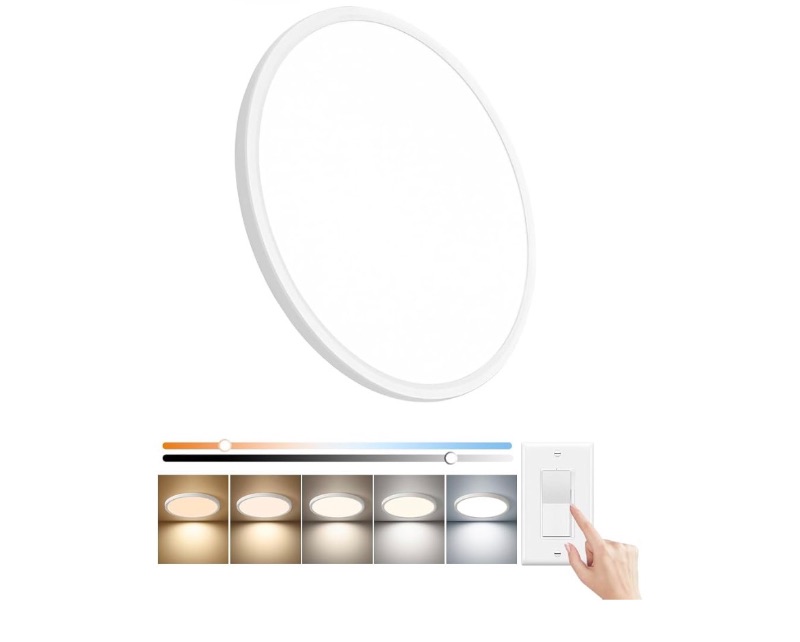 Photo 1 of 15.8Inch Dimmable White LED Flush Mount Ceiling Light,32W,3480LM,5CCT
2700K/3000K/4000K/5000K/6000K CCT, White Close to Ceiling Round Flat Panel Light, Super Slim LED Ceiling Light for Bedroom
