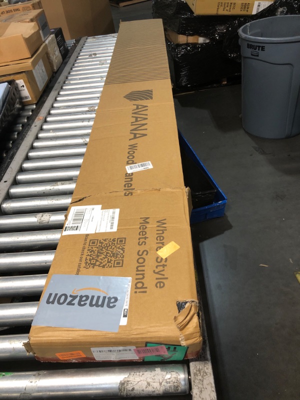 Photo 1 of ***FACTORY SEALED - OPENED FOR INSPECTION***    ***TRUCK/TRAILER PICKUP ONLY***   Avana Acoustic Wood Wall Panels – 93.2x11.25 Inch Panels – Fits 94x12 Layout – Gray Oak Acoustic Panels 4 PCs – Wall Panels for Interior Wall Decor for Homes, Offices – Desi