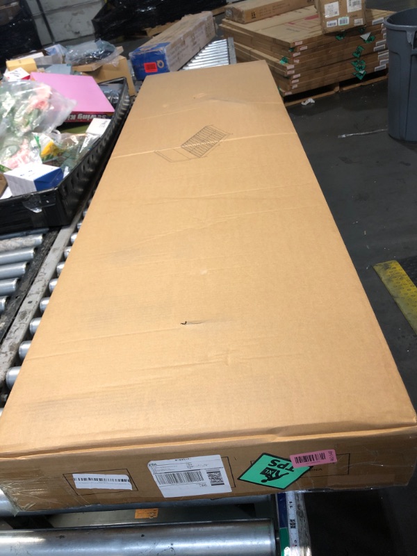 Photo 1 of ***FACTORY SEALED - OPENED FOR INSPECTION***   ***TRUCK/TRAILER PICKUP ONLY***   viplov King Size Platform Bed Frame with Adjustable Headboard, Anti-Collision Soft Rounded Corners, Flannel, No Box Spring Needed, Easy Assembly, Noise Free, Almond
