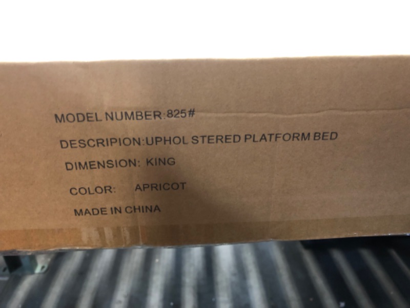 Photo 1 of ***FACTORY SEALED - OPENED FOR INSPECTION***   ***TRUCK/TRAILER PICKUP ONLY***   viplov King Size Platform Bed Frame with Adjustable Headboard, Anti-Collision Soft Rounded Corners, Flannel, No Box Spring Needed, Easy Assembly, Noise Free, Almond