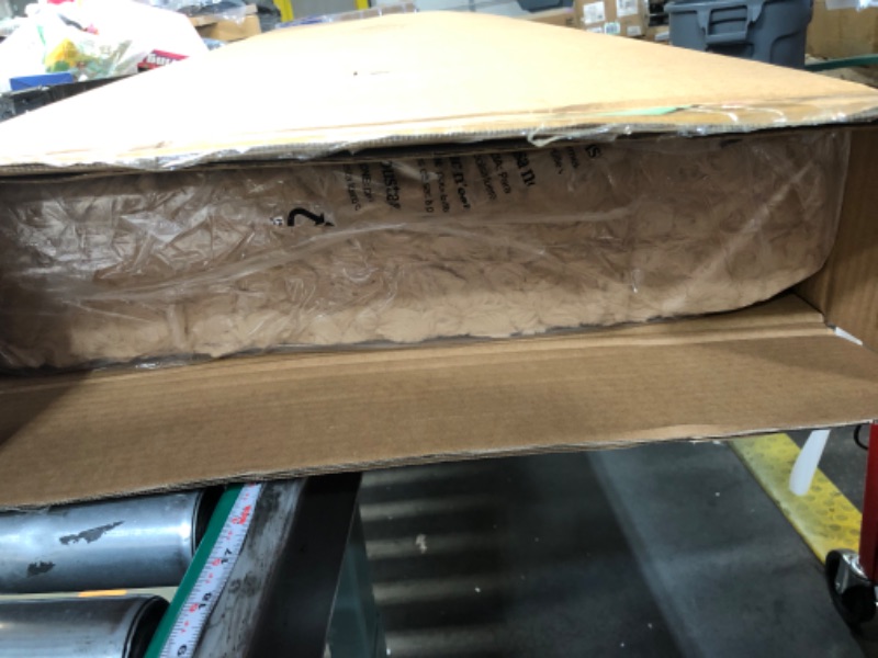 Photo 1 of ***FACTORY SEALED - OPENED FOR INSPECTION***   ***TRUCK/TRAILER PICKUP ONLY***   viplov King Size Platform Bed Frame with Adjustable Headboard, Anti-Collision Soft Rounded Corners, Flannel, No Box Spring Needed, Easy Assembly, Noise Free, Almond