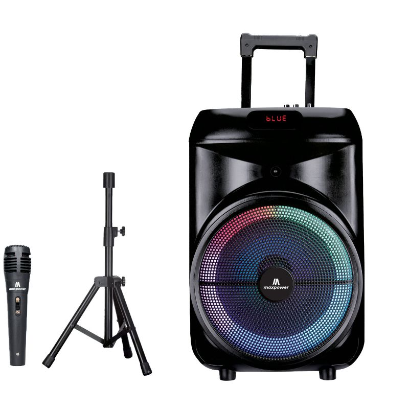 Photo 1 of ***FACTORY SEALED - OPENED FOR INSPECTION***  Max Power Rumble 12" Woofer Bluetooth Trolley Speaker with Stand