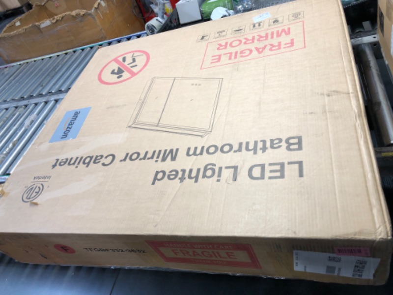 Photo 1 of ***FACTORY SEALED - OPENED FOR INSPECTION***  TIFULLHOME 36x32 Premium Black Framed Medicine Cabinet Mirror with Lights, Anti-Fog/3-Color/Dimmable, Aluminum, Plug-in & Hardwired, Surface Mount & Recessed, Centered Outlets & USBs, Magnetic Area