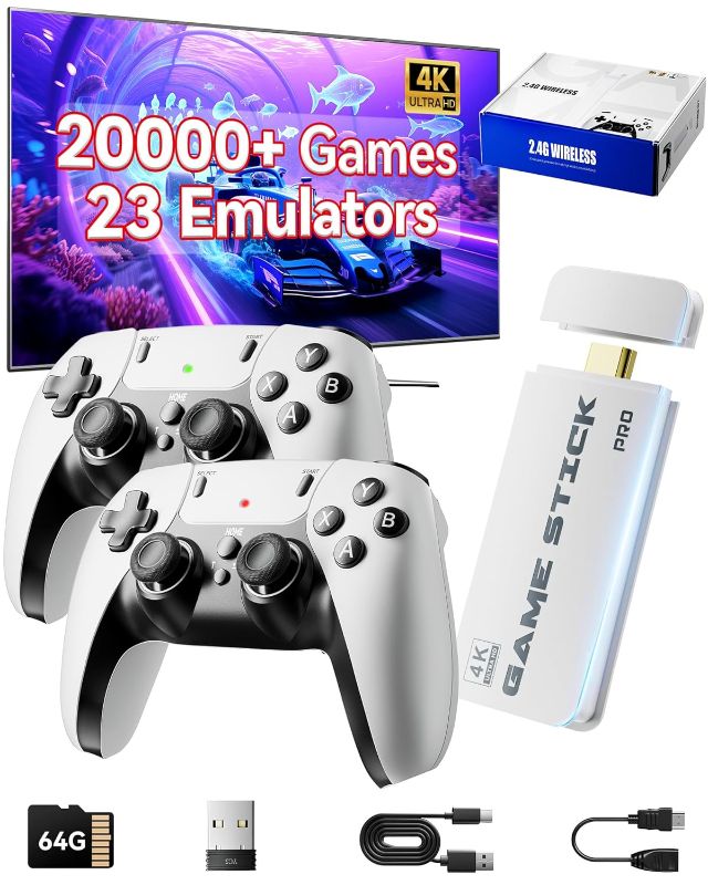Photo 1 of ***STOCK PHOTO FOR REFERENCE ONLY*** Retro Gaming Console, Retro Game Stick, 4K HD HDMI TV Game Stick, Built-in Classic Video Games, Plug & Play Game Console for TV 2 Wireless Controllers