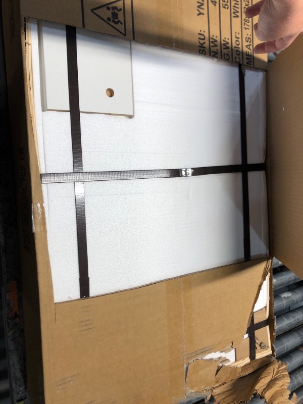 Photo 1 of ***FACTORY SEALED - OPENED FOR INSPECTION***   ***TRUCK/TRAILER PICKUP ONLY***   Fenghua Lizhi 3 Doors Wooden Wardrobe Closet Armoire, White Storage Cabinet for Hanging Clothes, Bedroom Large Capacity Freestanding Armoire,Wood Wardrobe Combination with Sh