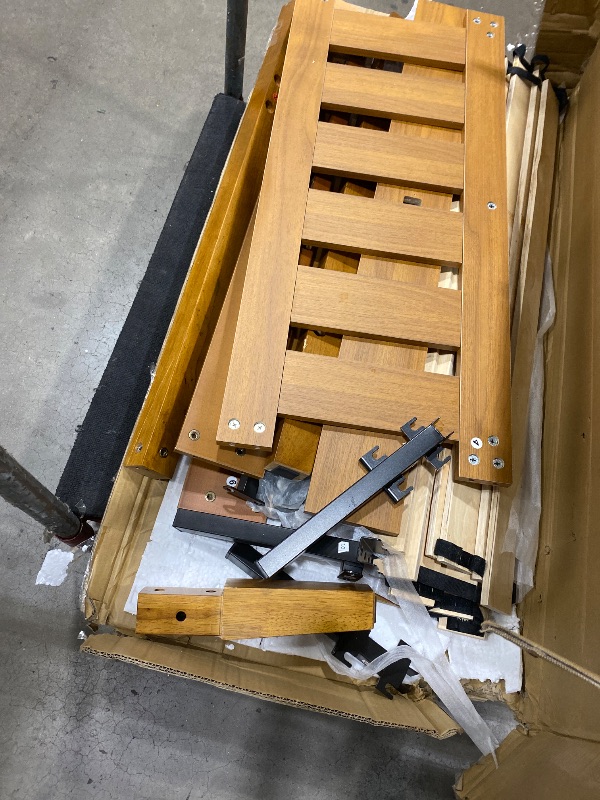 Photo 1 of **UNKNOWN IF MISSING ANY PARTS**Rolanstar Twin Bed Frame with Headboard, Charging Station and LED Lights, Wooden Bed Frame Foundation with Wood Slat Support, No Box Spring Needed, Engineered Wood