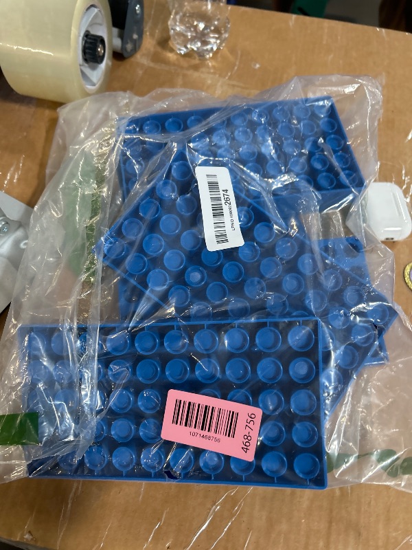 Photo 1 of (2 Packs) Vial Rack, 2ml HPLC Sample Bottles Rack Single Blue Holds 50 Standard 12 mm 2 mL vials, Stackable Tube Rack