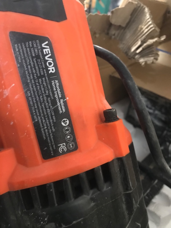 Photo 1 of ***TRUCK/TRAILER PICKUP ONLY***
VEVOR Diamond Core Drilling Machine, 0.8–8 in Drilling Diameter, Stand-Mount Dry and Wet Concrete Core Drill Rig with 8 Drill Bits, 800 RPM Speed, UNC1 1/4–7 Thread, 3000W