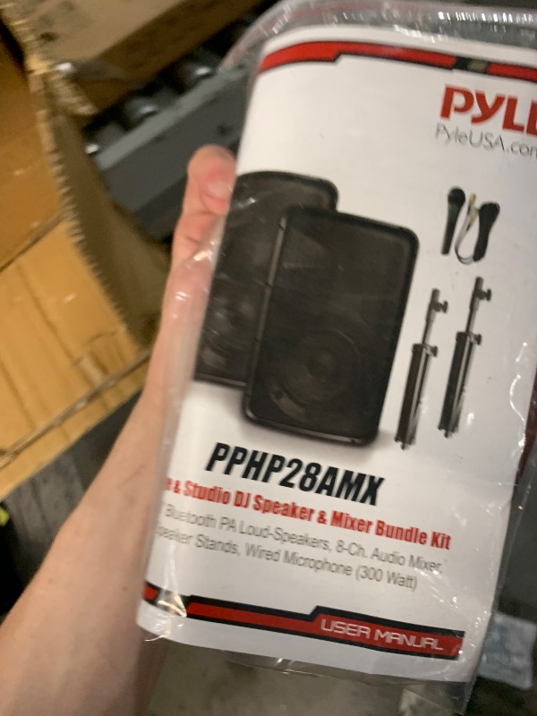 Photo 1 of ***MISSING PARTS***
Pyle PA Speaker DJ Mixer Bundle - 300 W Portable Wireless Bluetooth Sound System w/ USB SD XLR 1/4" RCA Inputs - Dual Speaker, Mixer, Microphone, Stand, Cable - Home/Outdoor Party - PPHP28AMX,Black