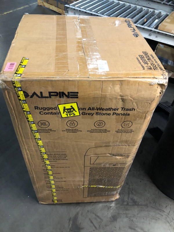 Photo 1 of **SEE NOTES** Alpine Industries 40 Gallon Commercial Outdoor Trash Can, Metal with Removable Bin & Locking Lid (Black, Grey Stone)