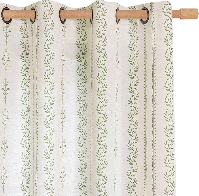 Photo 1 of  Green Curtains Spring Leaf Floral Print Cottage Core Botanical Curtains for Living Room Light Filtering Curtain 84 Inch Long for Farmhouse Rustic, Each 52 Inch Wide, 2 Panels Set