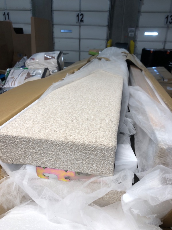 Photo 1 of *****STOCK PHOTO FOR REFERENCE ONLY ***** Queen Size Bed Frame, Boucle Upholstered Platform Bed with Headboard and Footboard, Soft Rounded Corners, No Box Spring Required, Easy Assembly, Cream