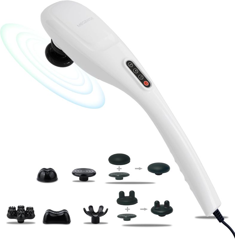 Photo 1 of ***MISSING PARTS***
MEGAWISE Handheld Back Massager | Deep Tissue Percussion Relief for Back, Neck, Shoulders, Waist Legs, Full Body for Improved Blood Circulation and Fatigue Relief (Pearl White 6Ft Corded)