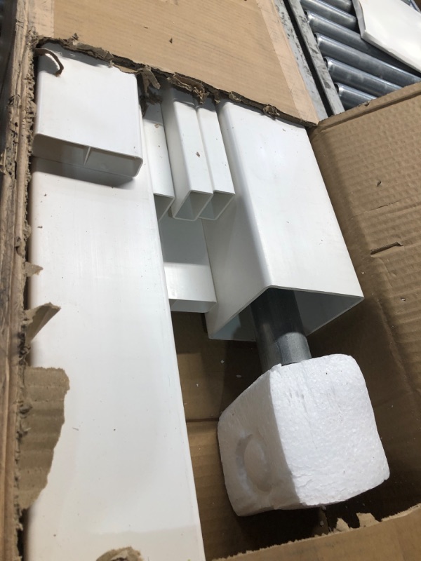 Photo 1 of (SOLD FOR PARTS) 4ft H x 6ft W (1 Panel + 1 Post) No Dig WamBam Sturbridge Fence Kit, White Vinyl Picket Fence Panel, Easy DIY Installation Fence Panel Kit, Durable Outdoor Fence for Yard or Pool, BL19103
