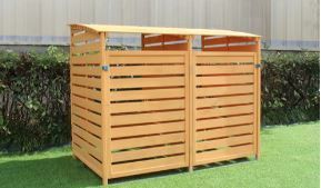 Photo 1 of ** wrong size**
Hanover Wooden Trash and Recyclables Bin Storage Shed with Dual Front Doors and Hinged Top Lids, 4.9 Ft. x 3 Ft. x 4 Ft.