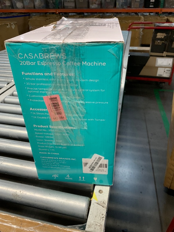 Photo 1 of ***MINOR DAMAGED ON LID*****CASABREWS 3700 Essential Espresso Machine 20 Bar, Stainless Steel Cappuccino & Latte Coffee Maker with Steam Frother for Home, 43.9oz Water Tank, Silver