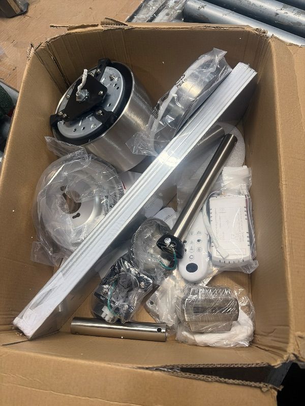 Photo 1 of ***MISSING PARTS***
FUMLTP 56inch Ceiling Fans with Lights and Remote/App Control, Dimmable LED, Reversible DC Motor, Noiseless, 6 Double-Side blades, 6 Speeds Low Profile Ceiling Fan for Indoor/Outdoor Use? Nickel?