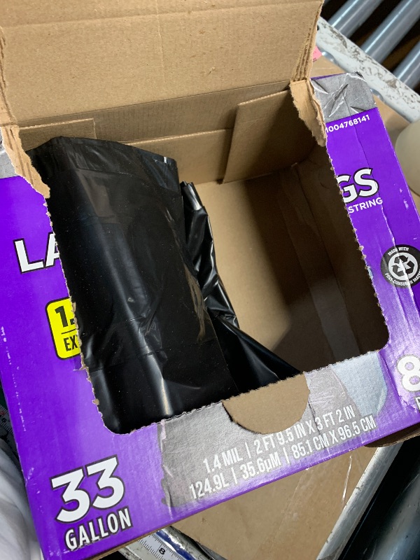 Photo 1 of ***43 BAGS OR LESS***PRICE ADJUSTED**Ultrasac Black Large Heavy Duty Drawstring Trash Bags 33 Gallon 1.4 MIL, 33.5" x 38" -  - For Home, Commercial, Construction, & Outdoor