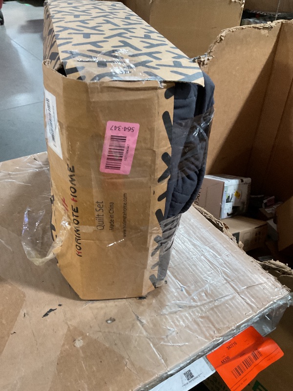 Photo 1 of (quit only 1 pc) Cotton Quilt Set Queen Size, Charcoal Pre-Washed Bedspreads Coverlet Set in Geometric Pattern, Cozy Lightweight Stitching Decorative Bedding Cover (used)