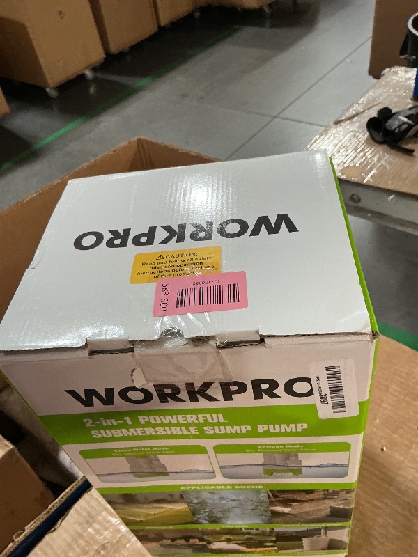 Photo 1 of ***SOLD FOR PARTS***WORKPRO Submersible Water Pump, 1HP 4500 GPH Sump Pump with Automatic Float Switch for Transferring Clean or Dirty Water, A Water Pump for Pool Draining, Flooded Basement, Pond, and Garden Irrigation